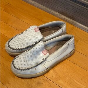 DC Women's White Perforated Slip-On Loafers with Pink Accents